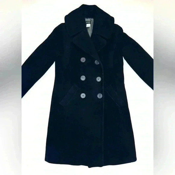J. CREW Women’s Black 90 % Wool 10% cashmere Over Coat Jacket Size-4T - Picture 2 of 10